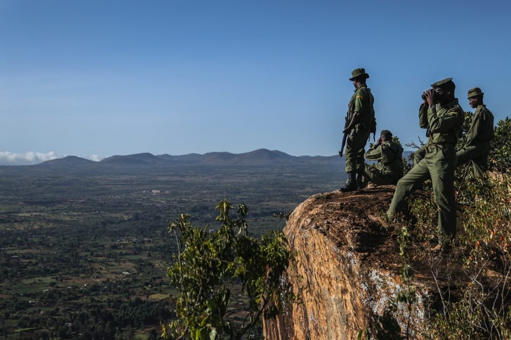 Lewa Wildlife Conservancy rangers overlooking the valley